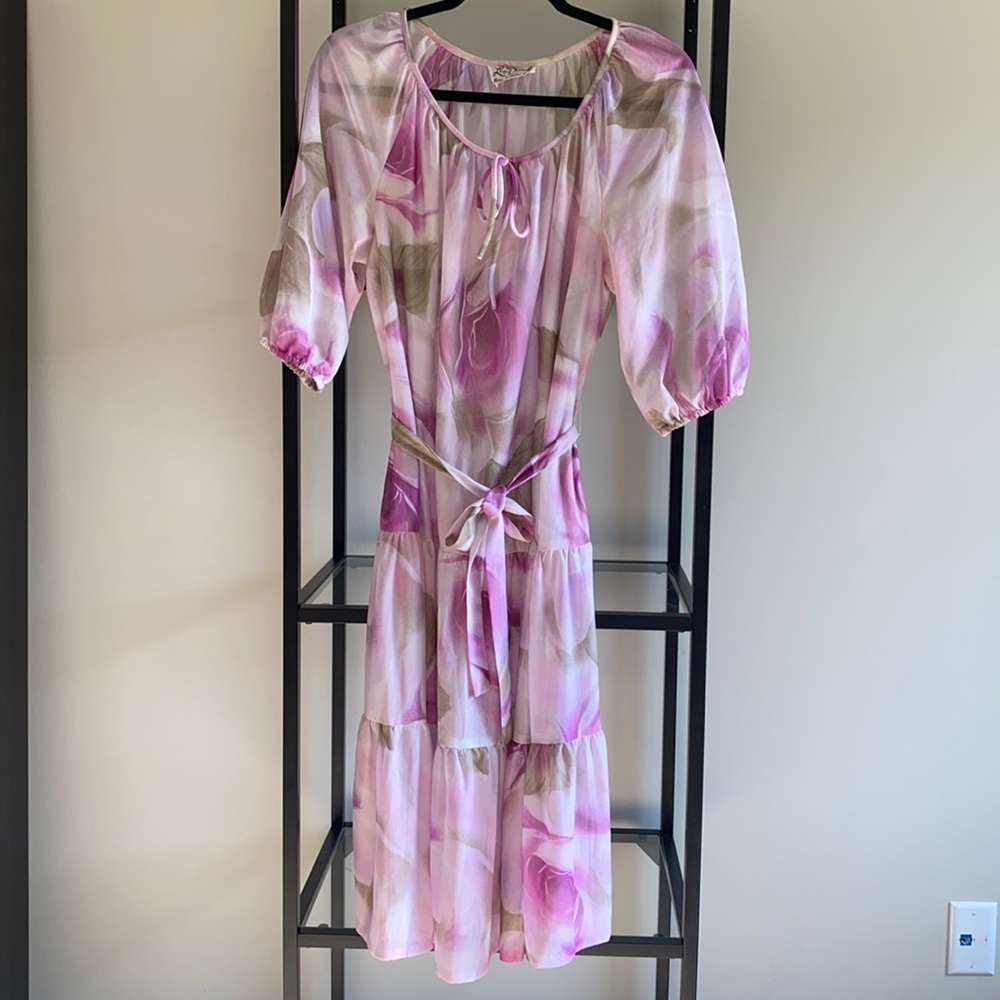 🇨🇦 Vintage Leo Danak Montreal Brand Floral Chiffon Dress